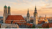 Munich skyline at sunset